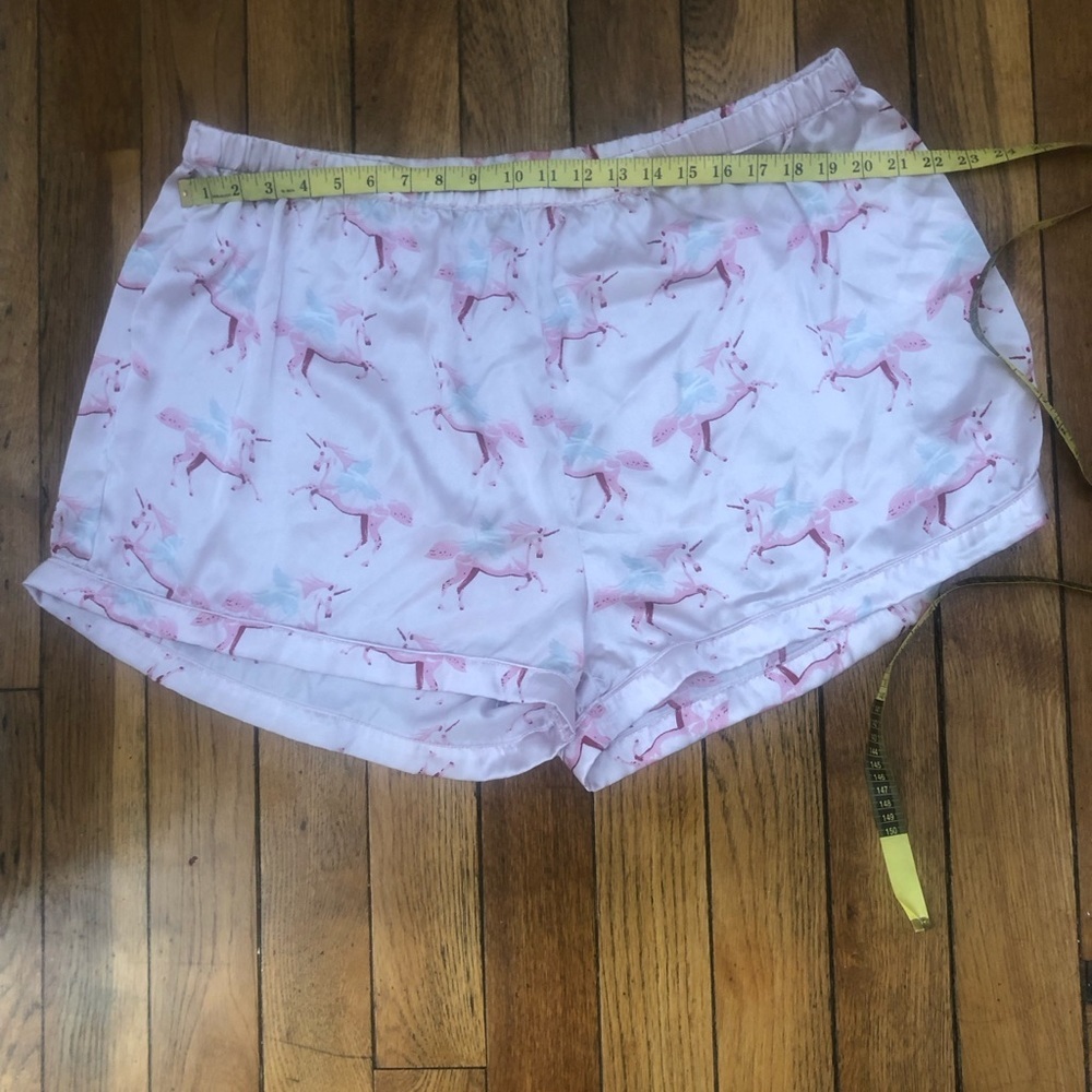PrettyLittleThing Pink Satin Unicorn Pajama Set - Short Sleeve & Shorts - Picture 7 of 7